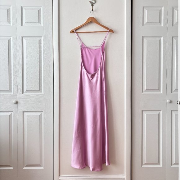 Zara Lavender Satin Effect Midi Slip Dress - Picture 5 of 7